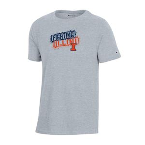 Image of ILLINOIS FIGHTING ILLINI BLOCK I YOUTH S/S T-SHIRT -  steelheather